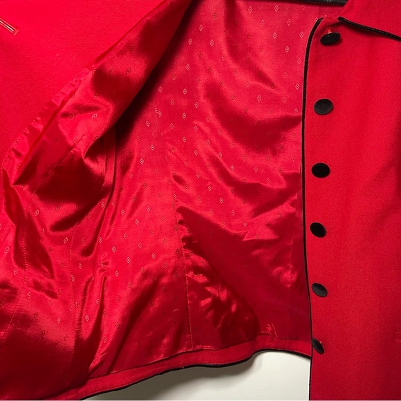 Talbots women's red black trim velvet button vintage career blazer in size 14P - Picture 7 of 7